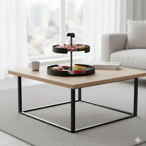 2 TIER DESSERT STAND BLACK